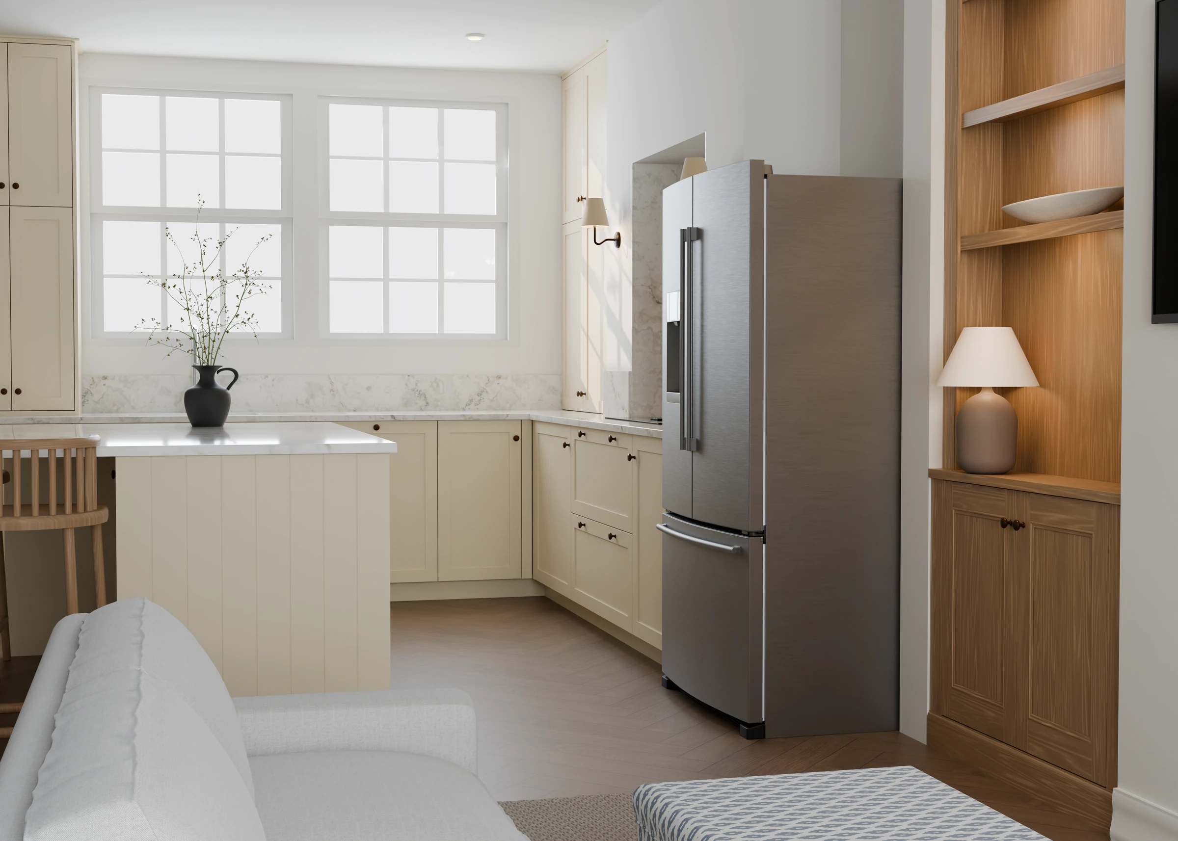 Kitchen island and fitted cabinetry